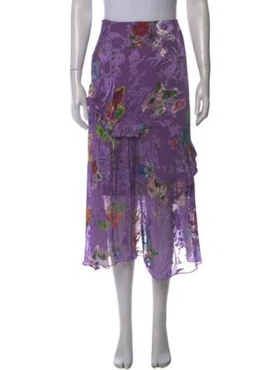 Pre-owned Preen By Thornton Bregazzi Floral Print Midi Length Skirt In Purple