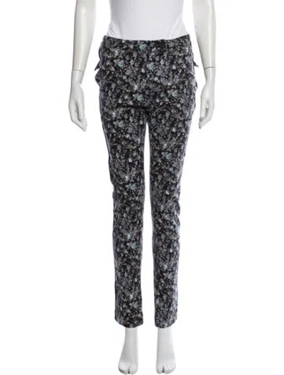 Pre-owned Preen By Thornton Bregazzi Floral Print Straight Leg Pants In Black