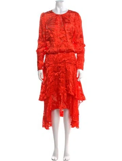 Pre-owned Preen By Thornton Bregazzi Graphic Print Midi Length Dress In Red