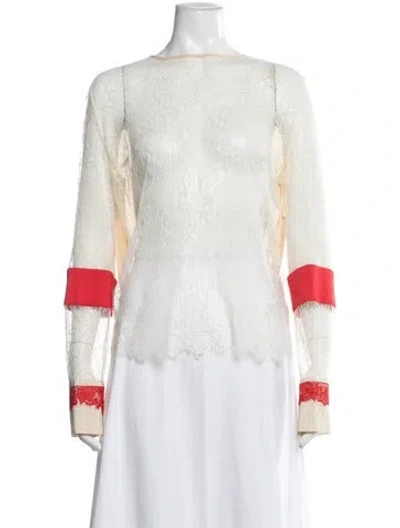 Pre-owned Preen By Thornton Bregazzi Lace Pattern Crew Neck Top In Neutral