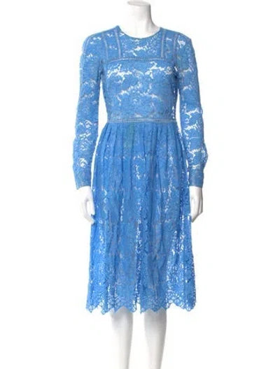 Pre-owned Preen By Thornton Bregazzi Lace Pattern Knee-length Dress In Blue
