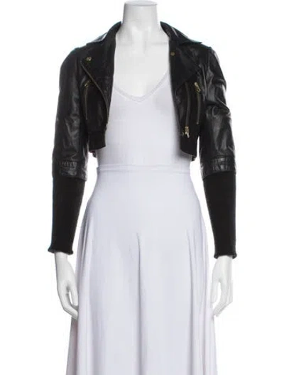 Pre-owned Preen By Thornton Bregazzi Leather Biker Jacket In Black