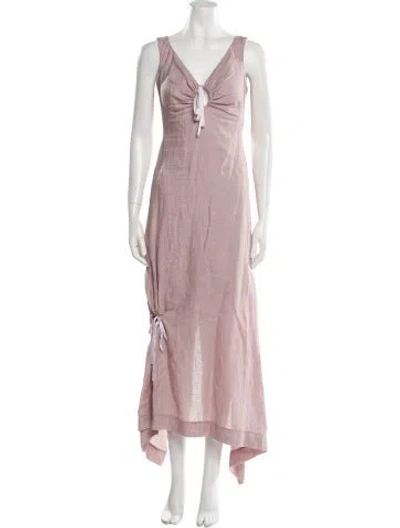 Pre-owned Preen By Thornton Bregazzi Linen Long Dress In Pink