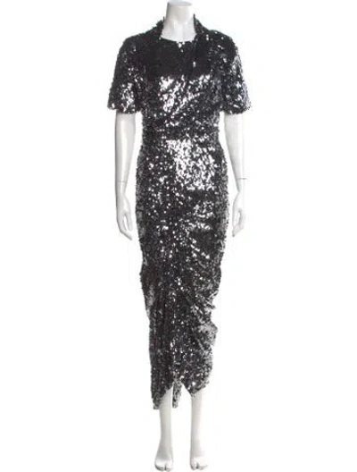 Pre-owned Preen By Thornton Bregazzi Mock Neck Long Dress In Multi