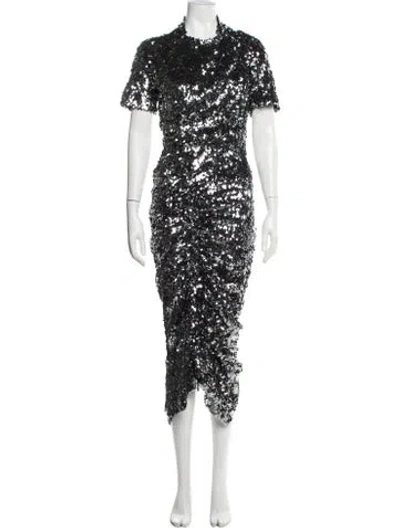 Pre-owned Preen By Thornton Bregazzi Mock Neck Midi Length Dress In Multi