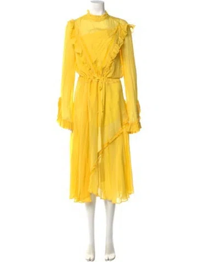 Pre-owned Preen By Thornton Bregazzi Mock Neck Mini Dress In Yellow