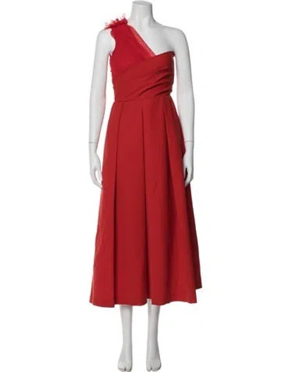 Pre-owned Preen By Thornton Bregazzi One-shoulder Midi Length Dress In Red