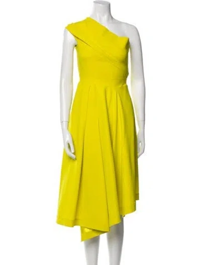 Pre-owned Preen By Thornton Bregazzi One-shoulder Midi Length Dress In Yellow