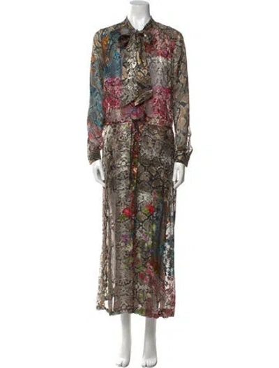 Pre-owned Preen By Thornton Bregazzi Pattern Printed Dress In Brown