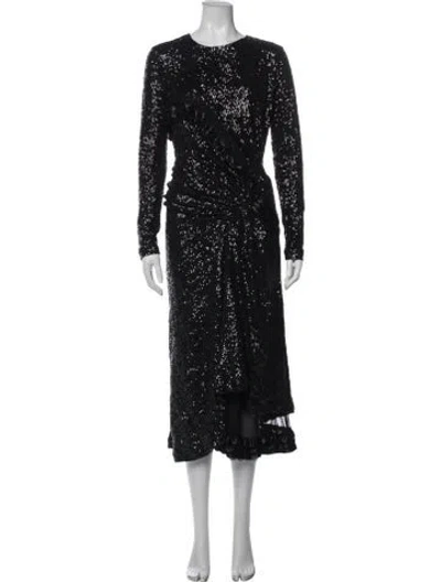 Pre-owned Preen By Thornton Bregazzi Patterned Long Dress W/ Tags In Black/metallic