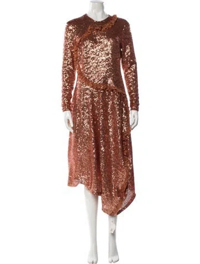Pre-owned Preen By Thornton Bregazzi Patterned Midi Length Dress W/ Tags In Neutral