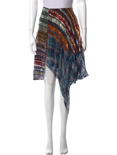 Pre-owned Preen By Thornton Bregazzi Patterned Midi Length Skirt W/ Tags In Blue