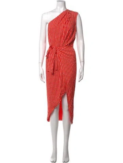 Pre-owned Preen By Thornton Bregazzi Plaid Print Long Dress In Orange