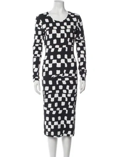 Pre-owned Preen By Thornton Bregazzi Plaid Print Midi Length Dress In Black/white