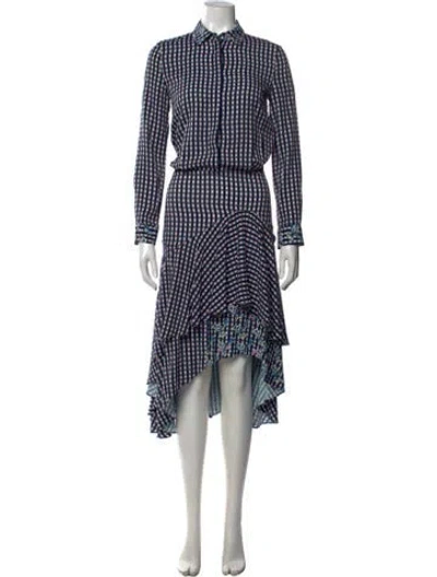 Pre-owned Preen By Thornton Bregazzi Plaid Print Midi Length Dress In Blue