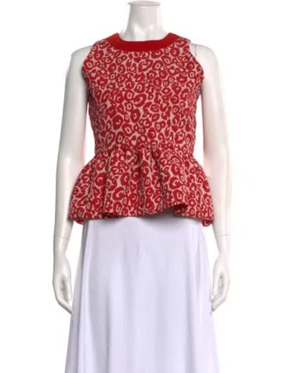 Pre-owned Preen By Thornton Bregazzi Printed Crew Neck Crop Top In Red