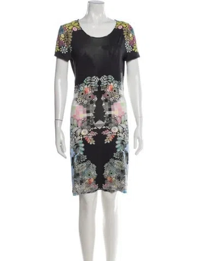 Pre-owned Preen By Thornton Bregazzi Printed Knee-length Dress In Black