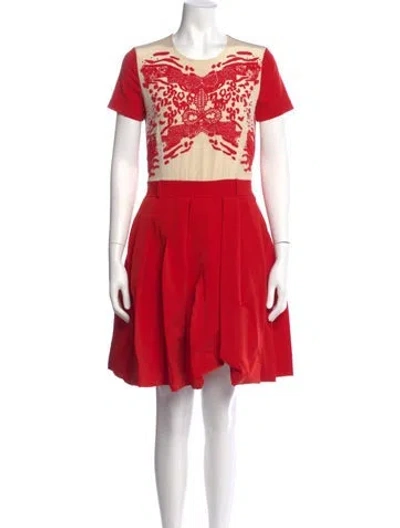 Pre-owned Preen By Thornton Bregazzi Printed Knee-length Dress In Red