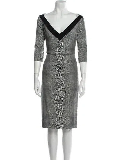 Pre-owned Preen By Thornton Bregazzi Printed Knee-length Dress W/ Tags In Blue