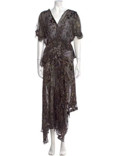 Pre-owned Preen By Thornton Bregazzi Printed Long Dress In Black