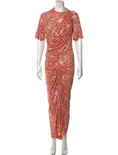 Pre-owned Preen By Thornton Bregazzi Printed Long Dress In Orange