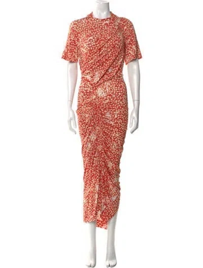 Pre-owned Preen By Thornton Bregazzi Printed Long Dress In Orange
