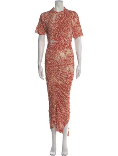 Pre-owned Preen By Thornton Bregazzi Printed Long Dress In Orange