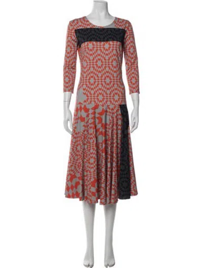 Pre-owned Preen By Thornton Bregazzi Printed Midi Length Dress In Grey/orange