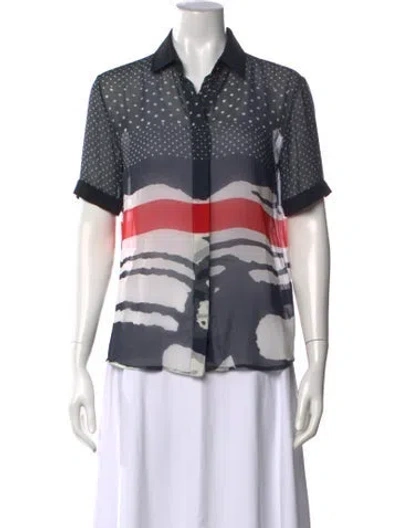 Pre-owned Preen By Thornton Bregazzi Printed Short Sleeve Blouse In Multicolor