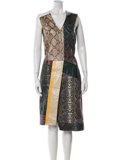 Pre-owned Preen By Thornton Bregazzi Python Midi Length Dress In Green