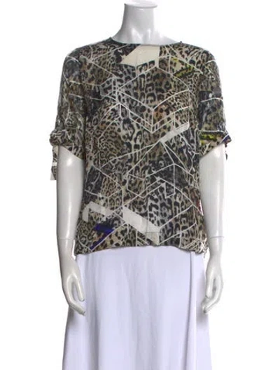 Pre-owned Preen By Thornton Bregazzi Silk Animal Print T-shirt In Multi