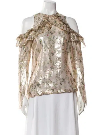 Pre-owned Preen By Thornton Bregazzi Silk Floral Print Blouse
