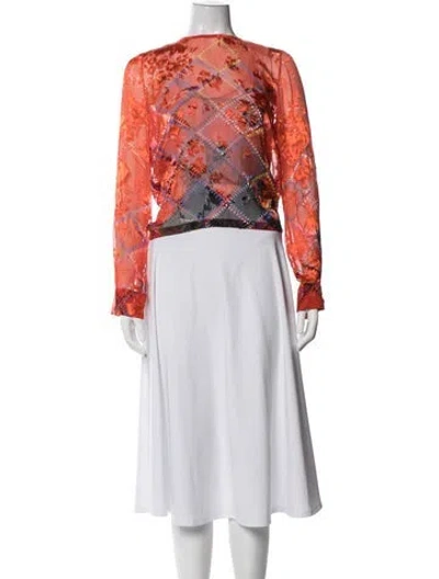 Pre-owned Preen By Thornton Bregazzi Silk Floral Print Top In Orange