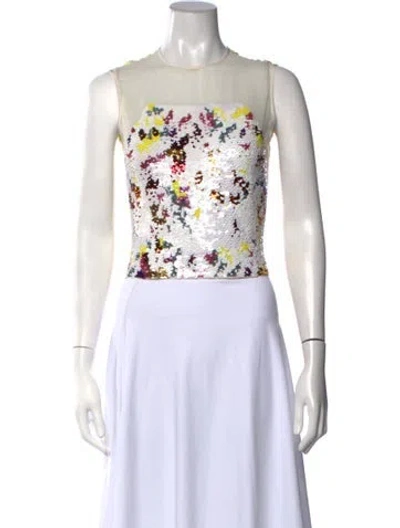 Pre-owned Preen By Thornton Bregazzi Silk Floral Print Top In White