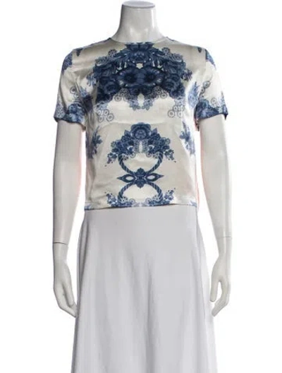 Pre-owned Preen By Thornton Bregazzi Silk Floral Print Top In White