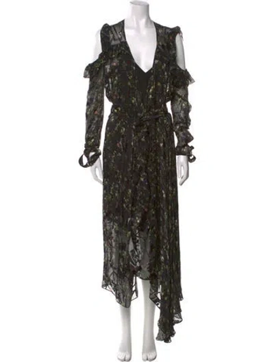 Pre-owned Preen By Thornton Bregazzi Silk Long Dress In Black