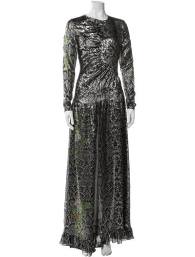 Pre-owned Preen By Thornton Bregazzi Silk Long Dress In Black/blue/green