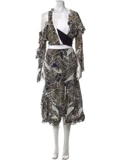 Pre-owned Preen By Thornton Bregazzi Silk Long Dress In Neutral