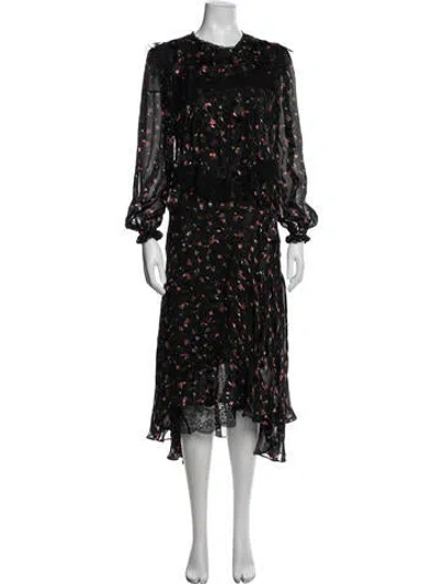 Pre-owned Preen By Thornton Bregazzi Silk Midi Length Dress In Black