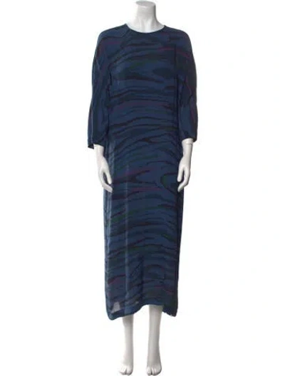 Pre-owned Preen By Thornton Bregazzi Silk Midi Length Dress In Blue