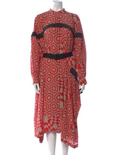 Pre-owned Preen By Thornton Bregazzi Silk Midi Length Dress W/ Tags In Red