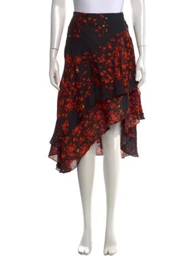 Pre-owned Preen By Thornton Bregazzi Silk Midi Length Skirt In Black