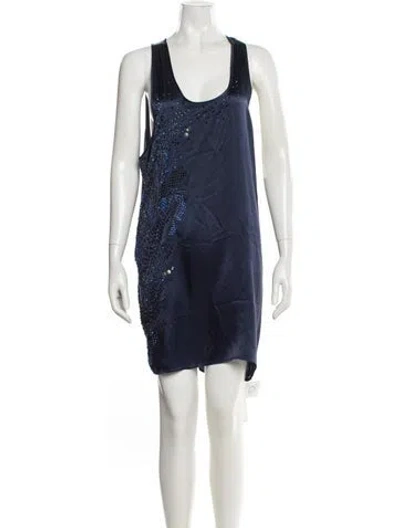 Pre-owned Preen By Thornton Bregazzi Silk Mini Dress In Blue