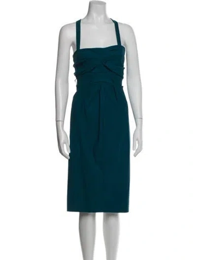 Pre-owned Preen By Thornton Bregazzi Square Neckline Knee-length Dress In Blue