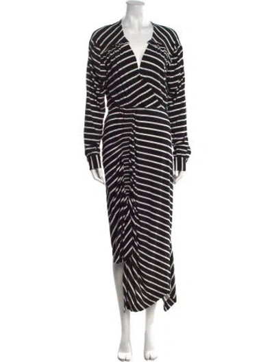 Pre-owned Preen By Thornton Bregazzi Striped Long Dress In Black