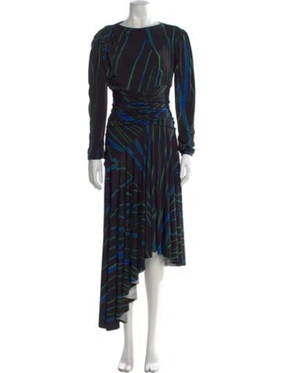 Pre-owned Preen By Thornton Bregazzi Striped Midi Length Dress In Black