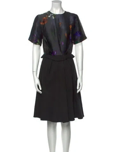 Pre-owned Preen By Thornton Bregazzi Tie-dye Print Knee-length Dress In Black