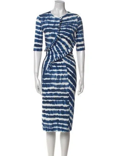 Pre-owned Preen By Thornton Bregazzi Tie-dye Print Knee-length Dress In Blue