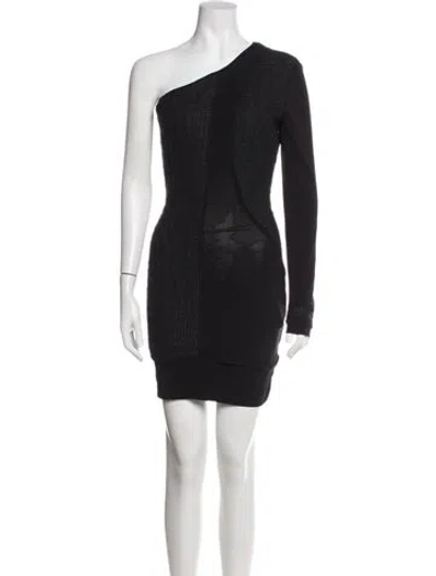 Pre-owned Preen By Thornton Bregazzi Tweed Pattern Mini Dress In Black