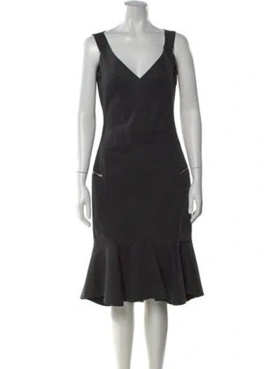 Pre-owned Preen By Thornton Bregazzi V-neck Knee-length Dress In Black